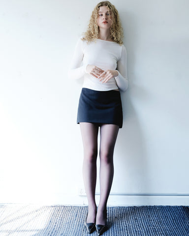The Miniskirt in Merino Wool Herringbone