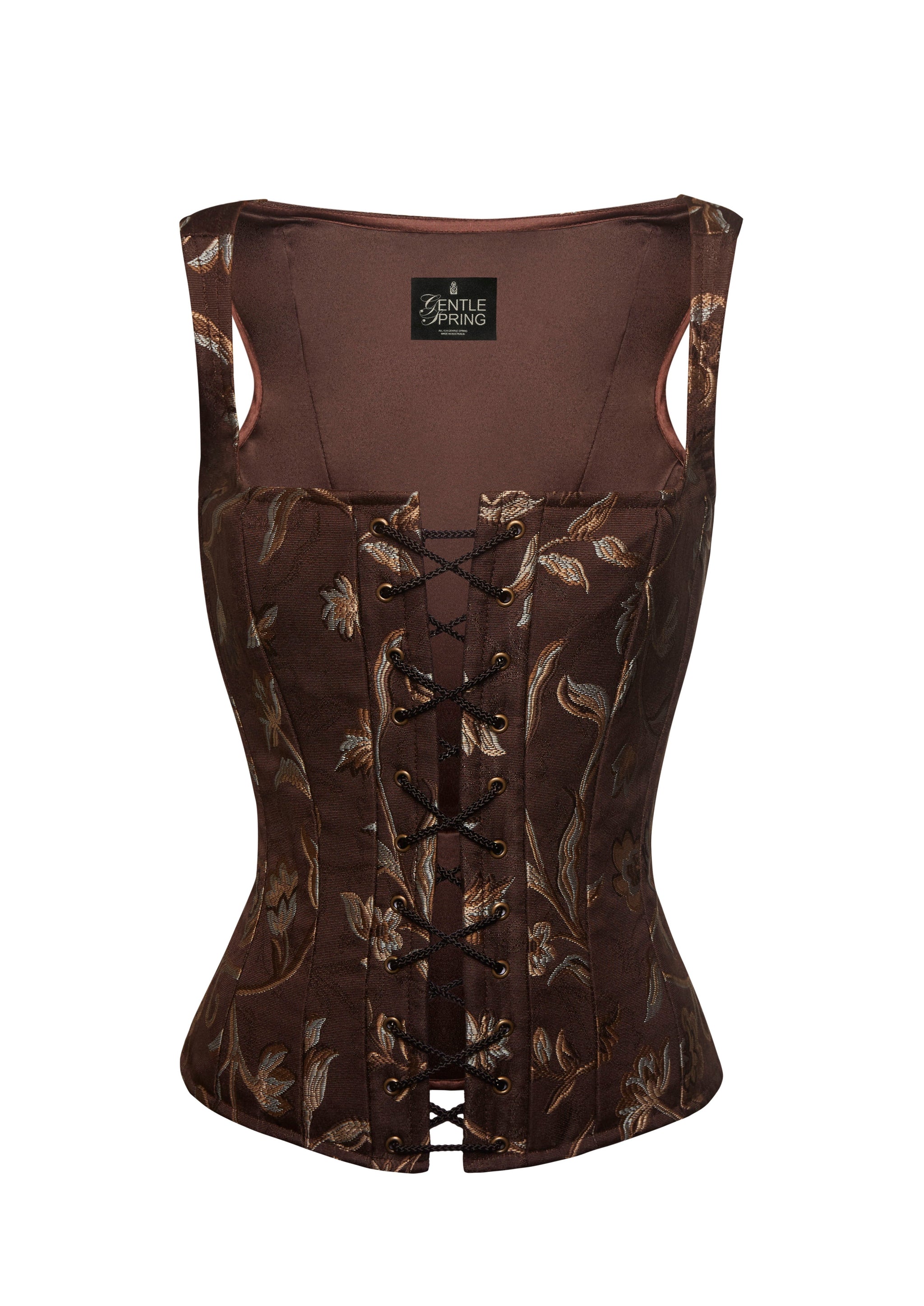 Brown Corset with Black Trim